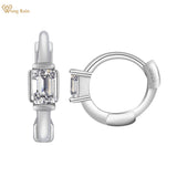 925 Silver Emerald Cut Diamond Hoop Earrings for Women