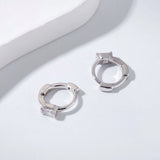 925 Silver Emerald Cut Diamond Hoop Earrings for Women