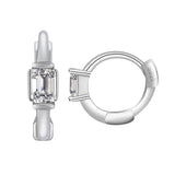 925 Silver Emerald Cut Diamond Hoop Earrings for Women