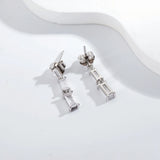 925 Sterling Silver Emerald Cut Diamonds Dangle Earrings