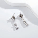 925 Sterling Silver Emerald Cut Diamonds Dangle Earrings
