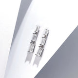 925 Sterling Silver Emerald Cut Diamonds Dangle Earrings