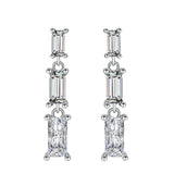 925 Sterling Silver Emerald Cut Diamonds Dangle Earrings