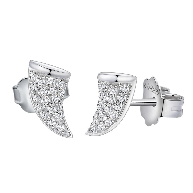 925 Silver Diamond Gemstone Horn Ear Studs for Women