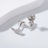925 Silver Diamond Gemstone Horn Ear Studs for Women