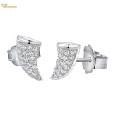 925 Silver Diamond Gemstone Horn Ear Studs for Women