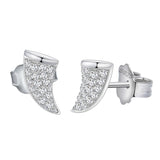 925 Silver Diamond Gemstone Horn Ear Studs for Women