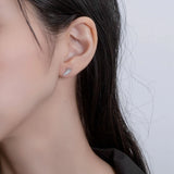 925 Silver Diamond Gemstone Horn Ear Studs for Women