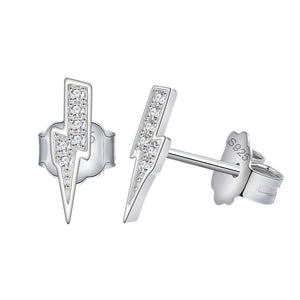 925 Silver Diamond Lightning Stud Earrings