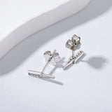 925 Silver Diamond Lightning Stud Earrings