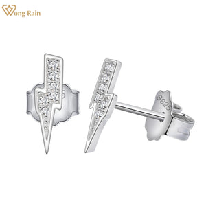 925 Silver Diamond Lightning Stud Earrings