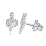 925 Silver Diamond Lightning Stud Earrings
