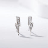 925 Silver Diamond Lightning Stud Earrings