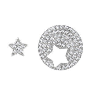 925 Silver Diamond Star Stud Earrings for Women