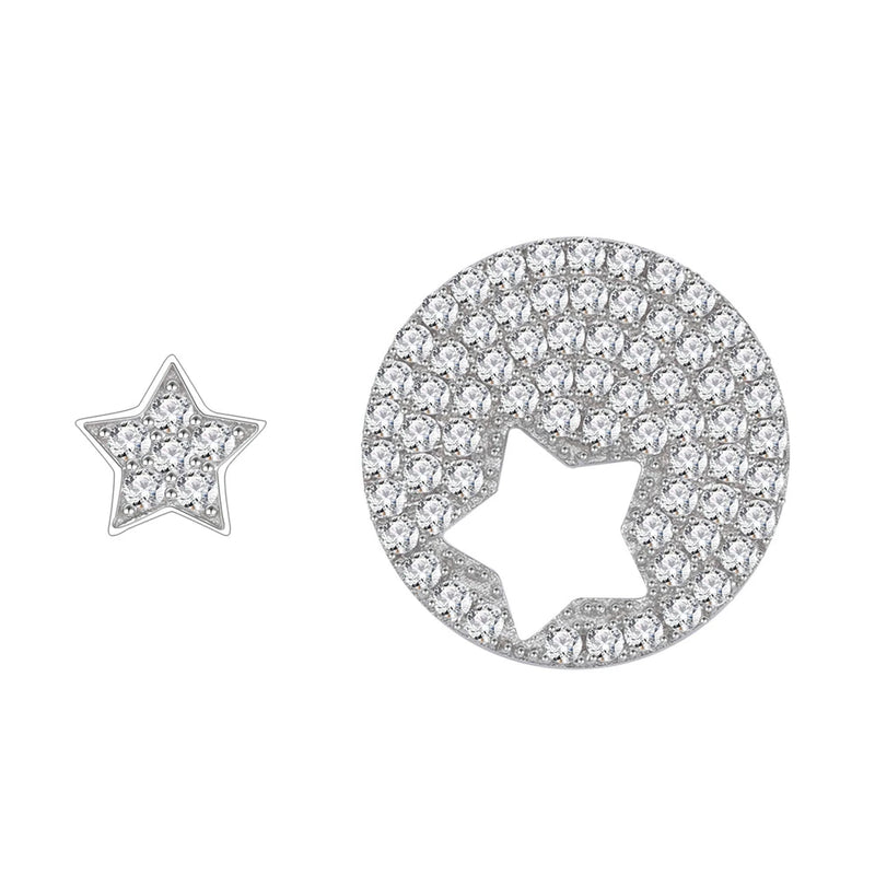 925 Silver Diamond Star Stud Earrings for Women
