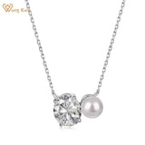 925 Silver Sapphire Pearl Pendant Necklace Women Fine Jewelry Gift