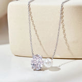 925 Silver Sapphire Pearl Pendant Necklace Women Fine Jewelry Gift