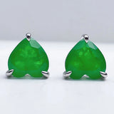 Vintage 925 Silver Heart Emerald Citrine Ear Studs