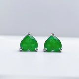 Vintage 925 Silver Heart Emerald Citrine Ear Studs