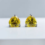 Vintage 925 Silver Heart Emerald Citrine Ear Studs