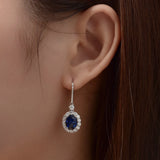 925 Silver Lab Sapphire Ruby Drop Earrings