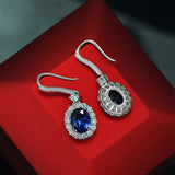 925 Silver Lab Sapphire Ruby Drop Earrings