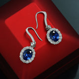 925 Silver Lab Sapphire Ruby Drop Earrings