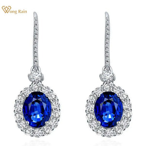 925 Silver Lab Sapphire Ruby Drop Earrings