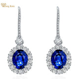 925 Silver Lab Sapphire Ruby Drop Earrings