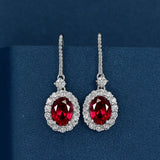 925 Silver Lab Sapphire Ruby Drop Earrings