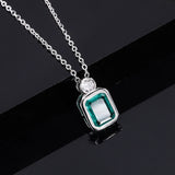 Vintage 925 Silver Ruby Emerald Diamond Pendant Necklace Jewelry