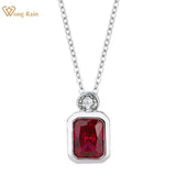 Vintage 925 Silver Ruby Emerald Diamond Pendant Necklace Jewelry