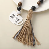 Wood Bead Garland With Coffee Cup Pendant Custom Curtain Straps