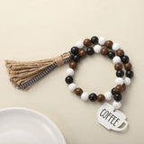 Wood Bead Garland With Coffee Cup Pendant Custom Curtain Straps