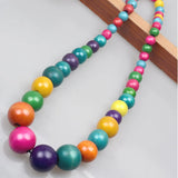 Long Ethnic Bohemian Wood Bead Necklace for Women