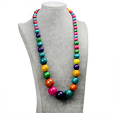 Long Ethnic Bohemian Wood Bead Necklace for Women