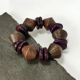 Wood Beads Charm Bracelet Brown Big Beaded String Bracelet