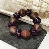 Wood Beads Charm Bracelet Brown Big Beaded String Bracelet