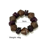 Wood Beads Charm Bracelet Brown Big Beaded String Bracelet