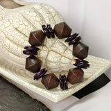Wood Beads Charm Bracelet Brown Big Beaded String Bracelet