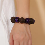 Wood Beads Charm Bracelet Brown Big Beaded String Bracelet