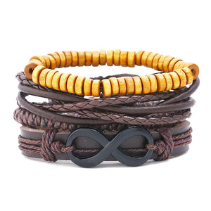 Vintage Lucky 8 Woven Leather Bracelet Men Women Jewelry