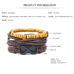 Vintage Lucky 8 Woven Leather Bracelet Men Women Jewelry