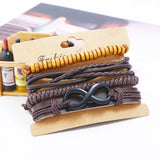 Vintage Lucky 8 Woven Leather Bracelet Men Women Jewelry
