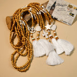 Colorful Tassel Pendant Wood Beads Necklace for Women