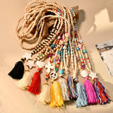Colorful Tassel Pendant Wood Beads Necklace for Women