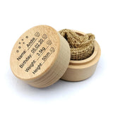 Wooden Baby Tooth Box with Baby Stats - Creative Baby Gift