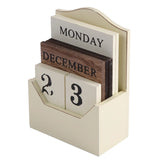 Wood Desk Calendar Retro Vintage Wood Block Perpetual Calendar