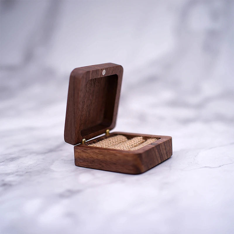 Wood Engagement Ring Box Bride & Groom Wedding Ring Box Gift