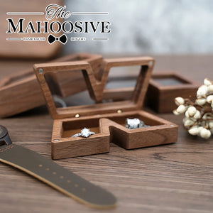 Wood Engagement Ring Box for Proposal Small Jewelry Storage Box